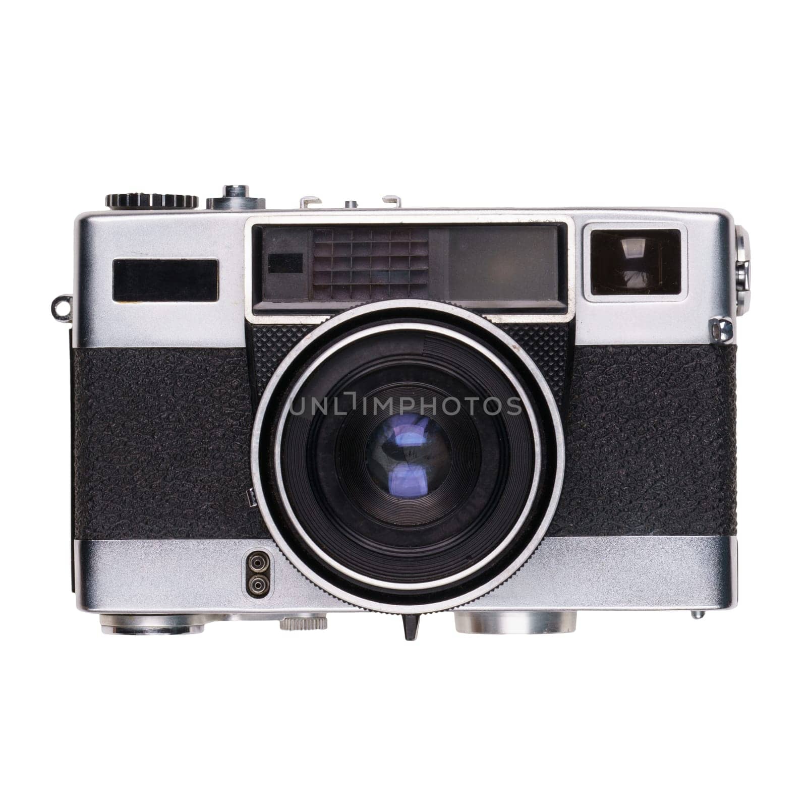 vintage old film camera isolated on white background