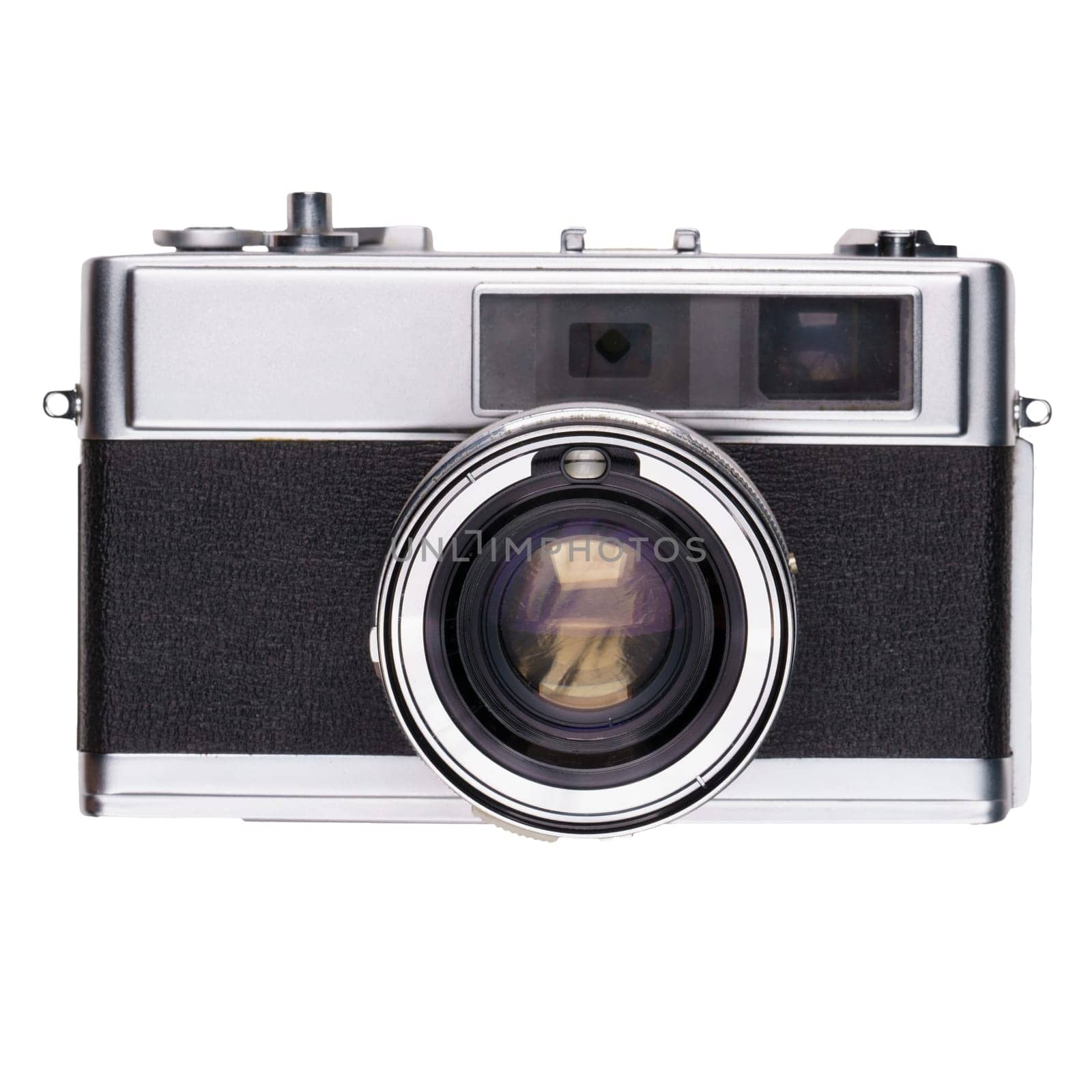 vintage old film camera isolated on white background