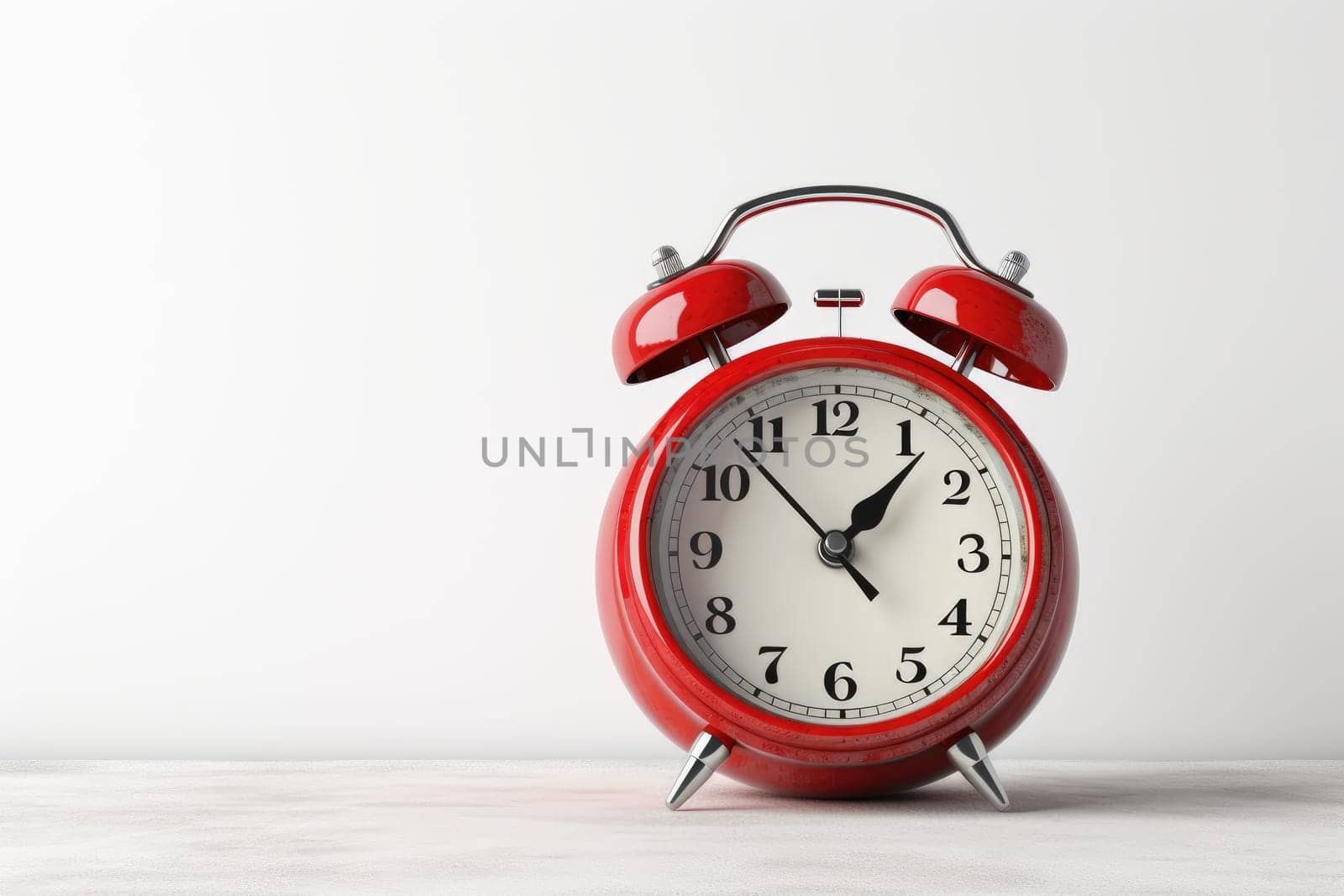 Old alarm clock on white background. Generative AI