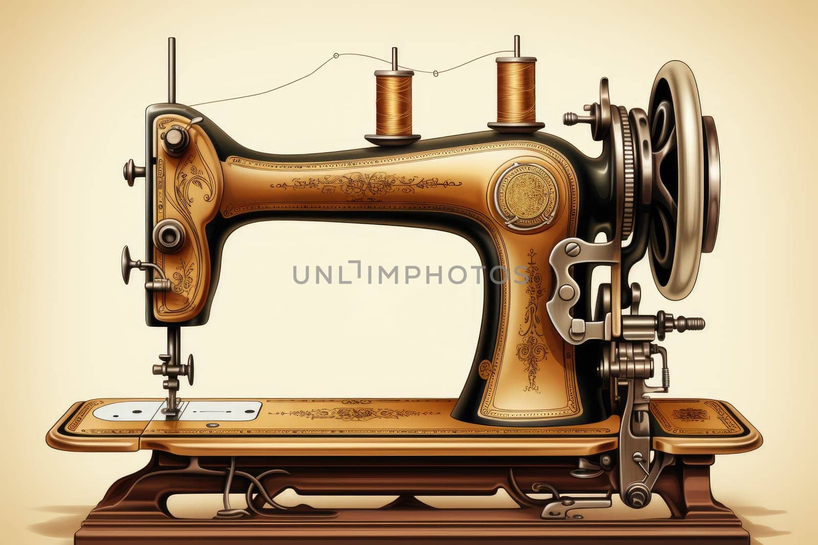 Vintage Sewing Machine. Generative AI