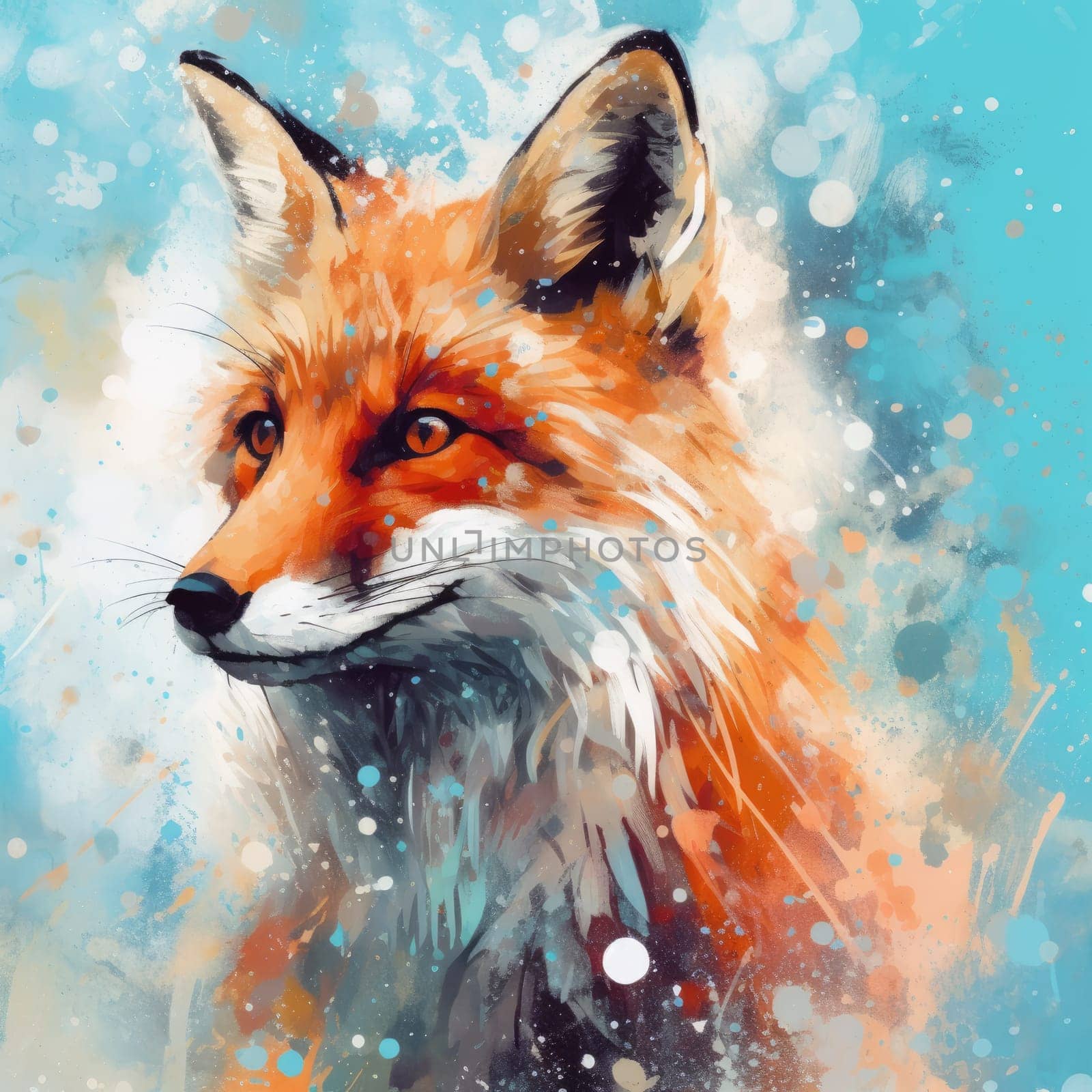Watercolor illustration of a fox. Generative AI