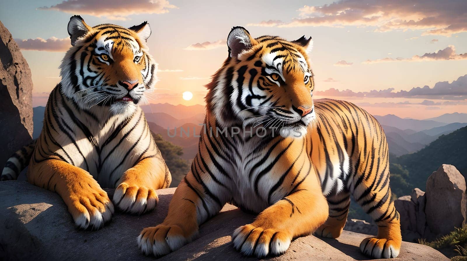 The Tiger looking something with nice sky - AI generated