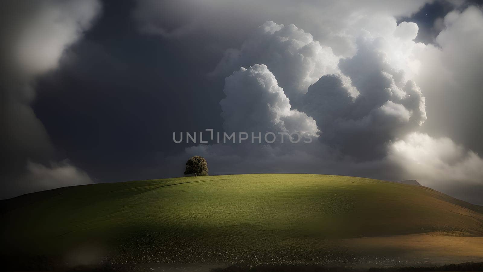 The Beautiful mountain landscape with blossoming rhododendron flower - ai generated