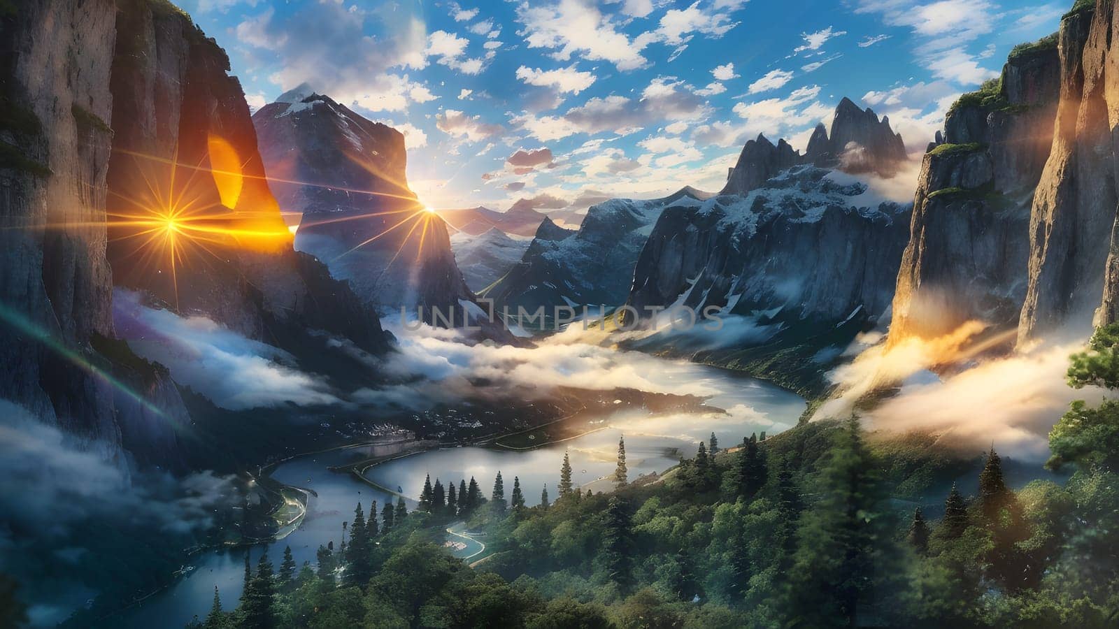 The Beautiful mountain landscape with blossoming rhododendron flower - ai generated