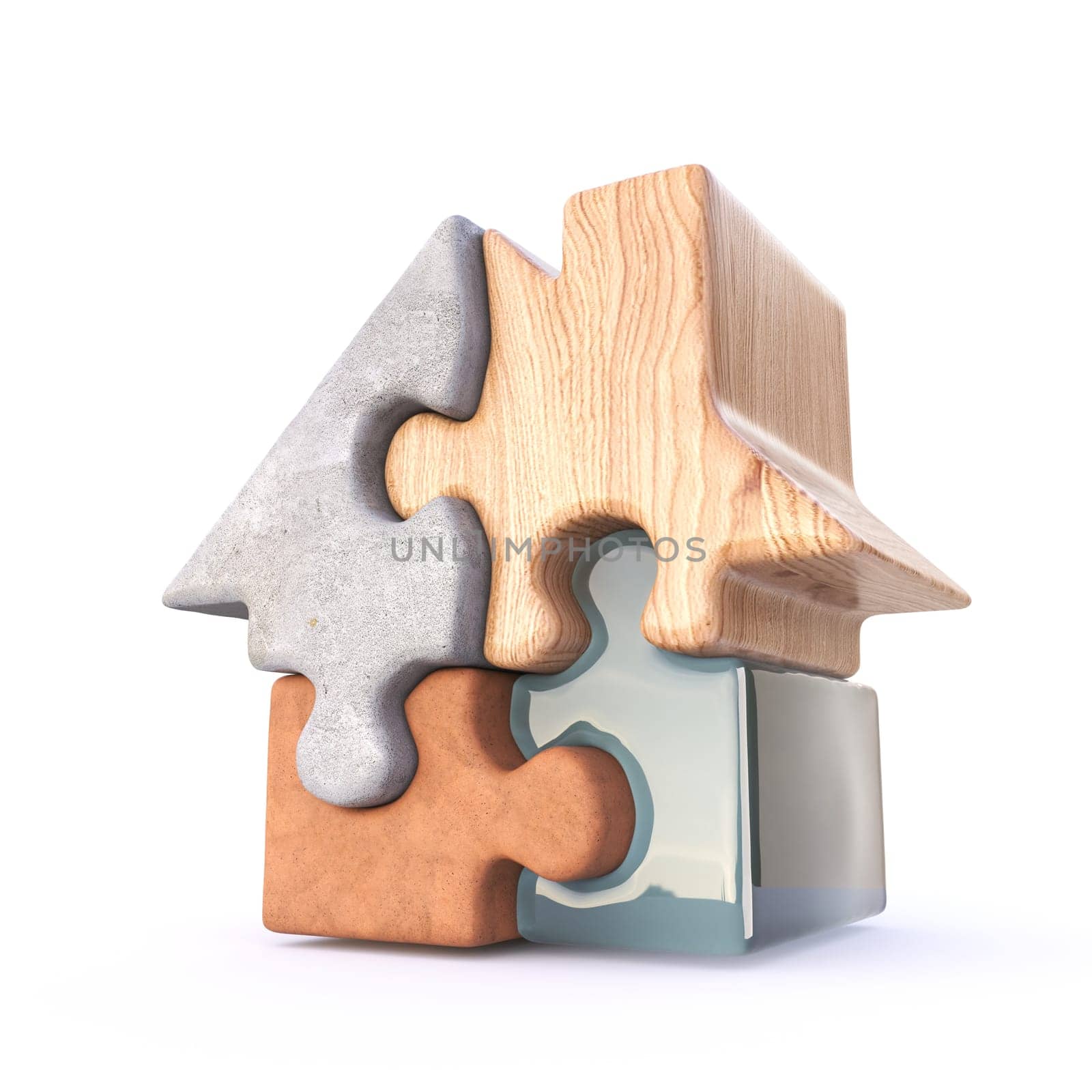 Architectural materials concept 3D rendering illustration isolated on white background