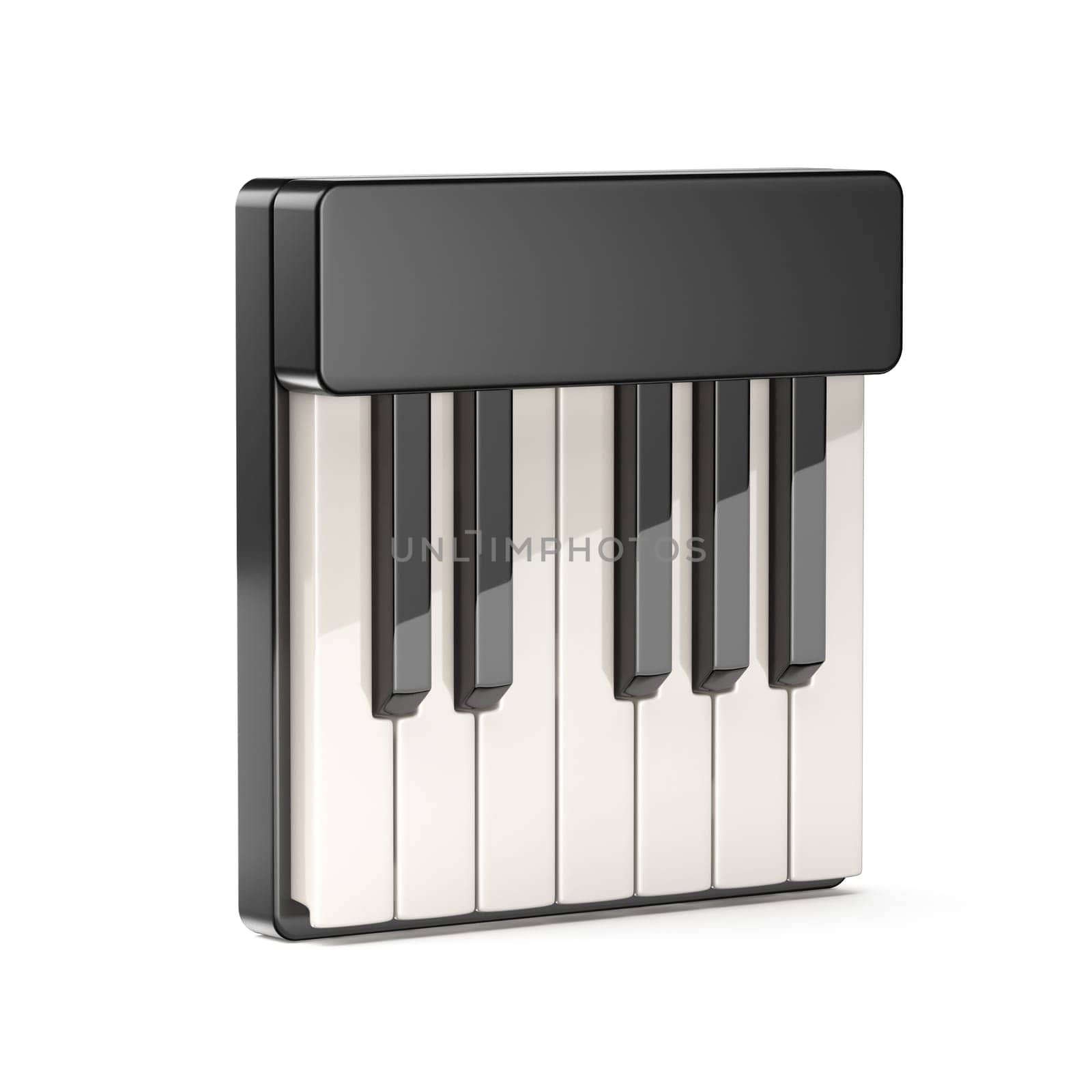 Piano keyboard one octave 3D rendering illustration isolated on white background