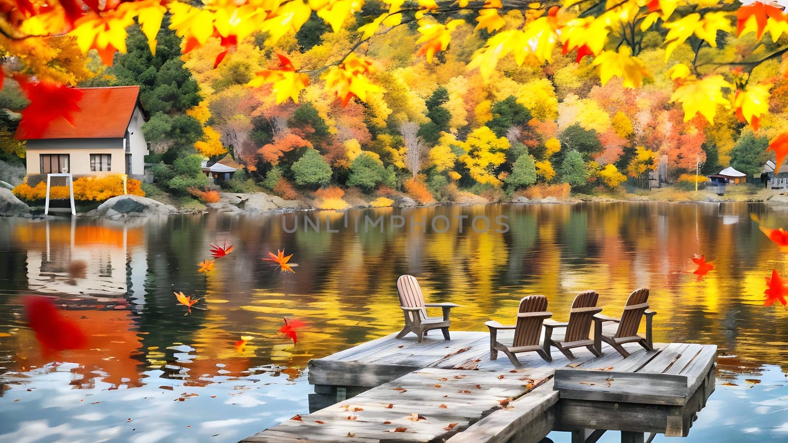 The Beautiful Mountain River at Autumn - ai generated