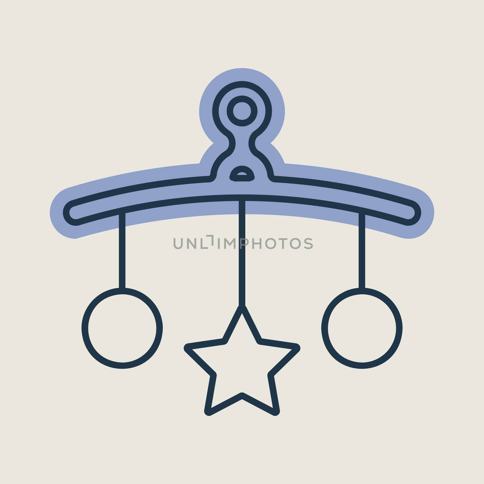 Baby crib hanging toy vector isolated icon. Graph symbol for children and newborn babies web site and apps design, logo, app, UI