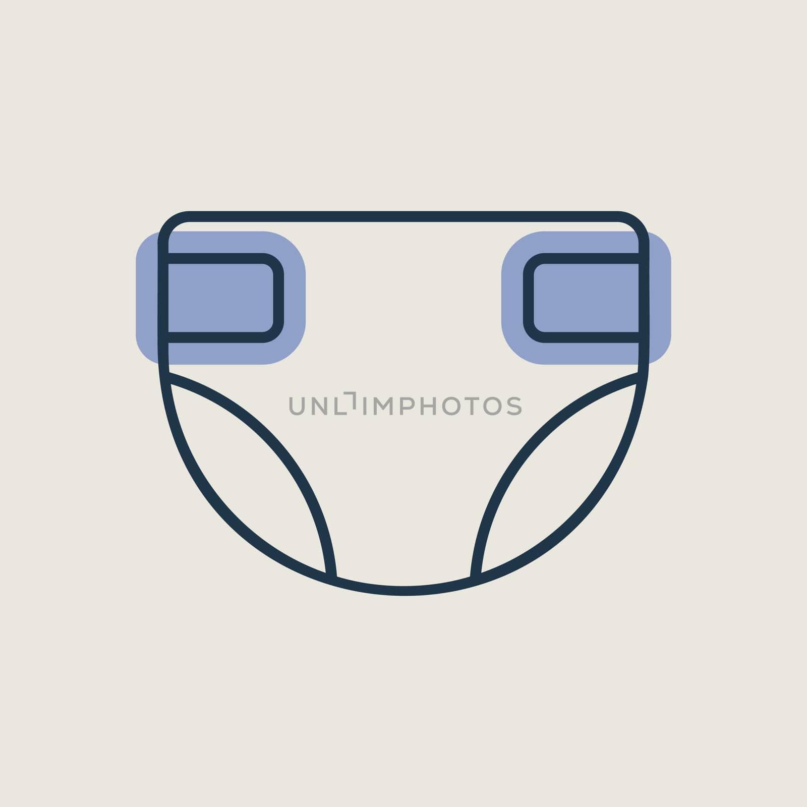 Diaper design vector isolated icon. Graph symbol for children and newborn babies web site and apps design, logo, app, UI