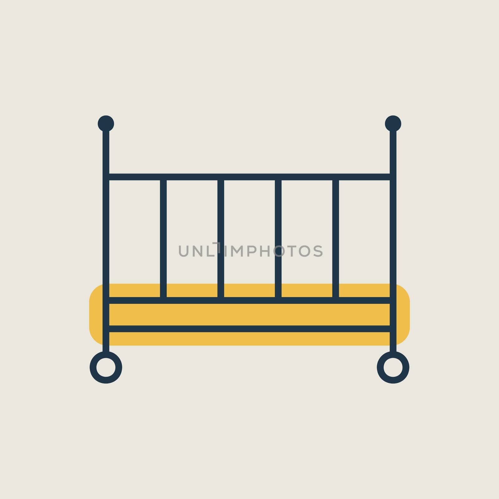 Classic wooden baby crib isolated vector icon. Graph symbol for children and newborn babies web site and apps design, logo, app, UI