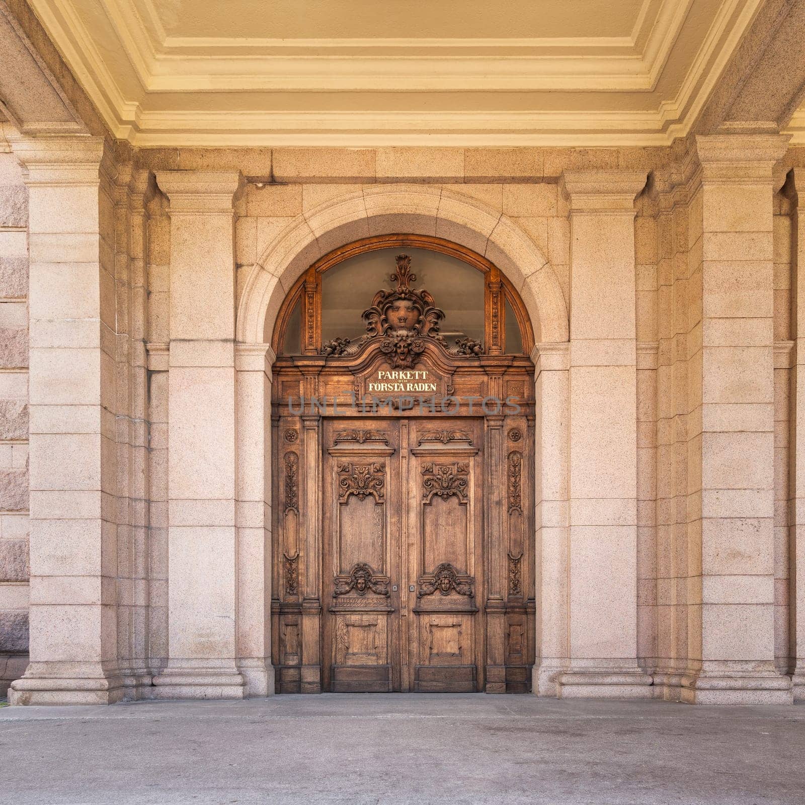 Side entrance of Royal Swedish Opera House, Swedish: Kungliga Operan, located in the center of Sweden's capital Stockholm in the borough of Norrmalm, Stockholm, Sweden