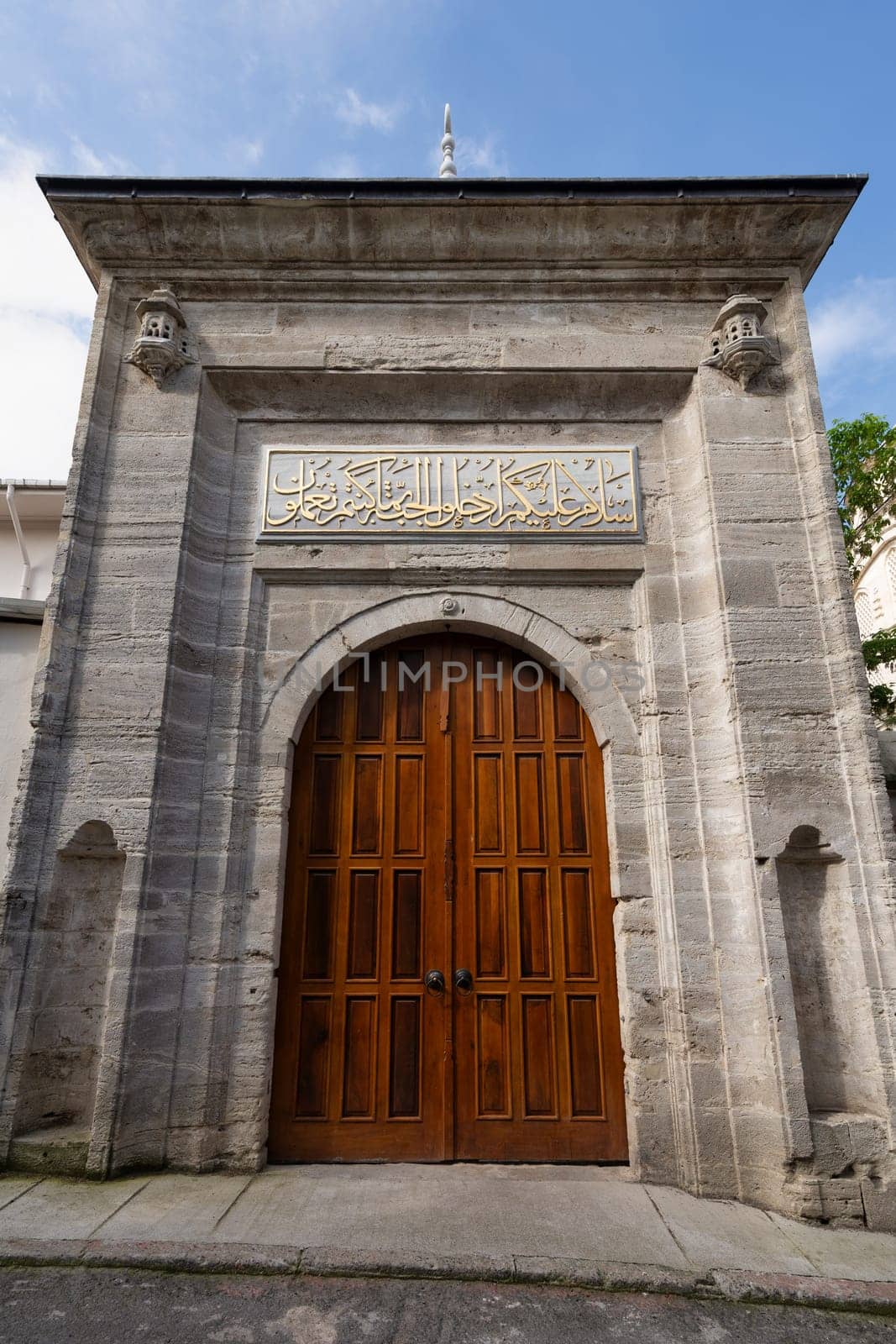 Side entrance of Ayazma Mosque, or Ayazma Camii, an Ottoman Baroque style mosque located in the district of Uskudar, Istanbul, Turkey, on the Asian side of Bosphorus Strait