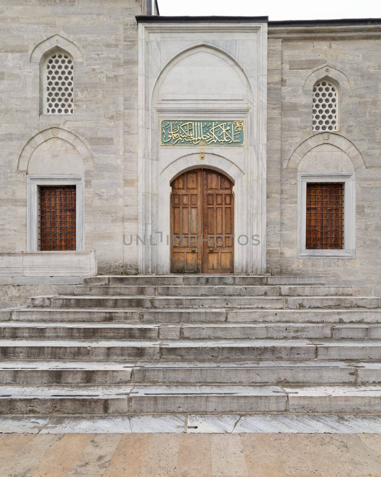 Closed Entrance of Yeni Valide I Mosque, or Yeni Valide Camii, an 18th century Ottoman mosque located in Uskudar district, on the Asian side of Istanbul, Istanbul, Turkey