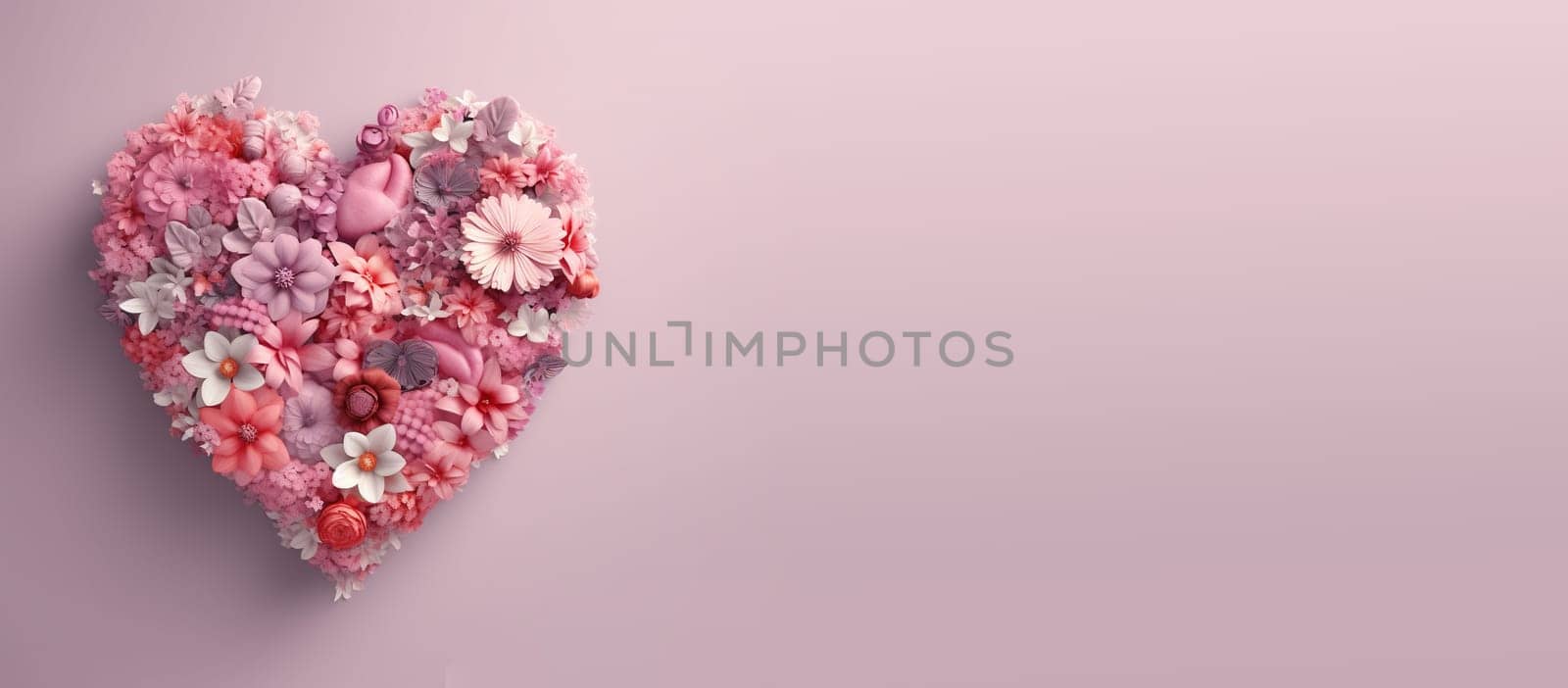 Human heart with pink flowers, love and emotion concept, good hearted person, help and charity, generative AI