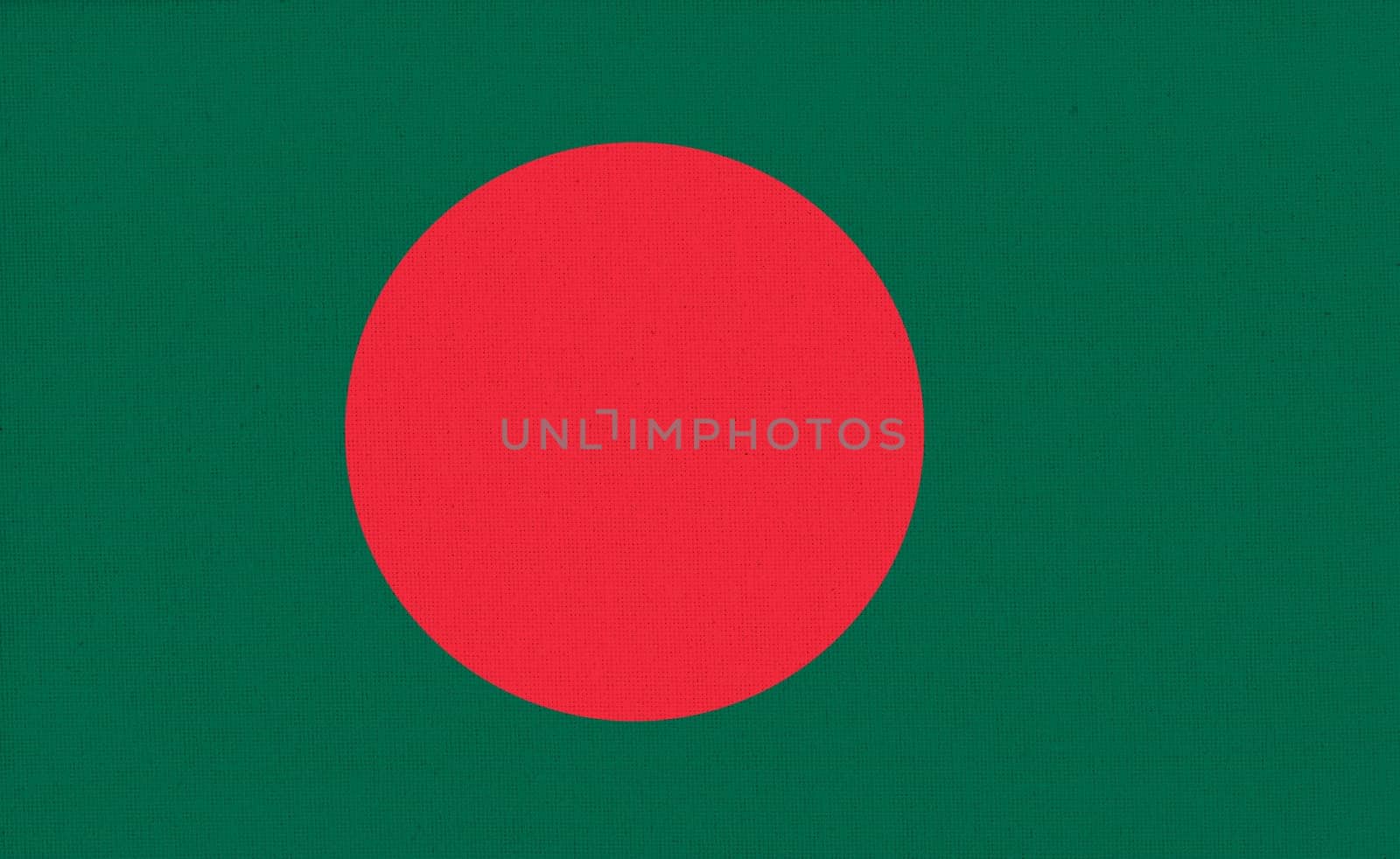 Flag on fabric surface. Bangladesh national flag on textured background. Bangladesh state flag. Fabric Texture. People Republic of Bangladesh. Asian country