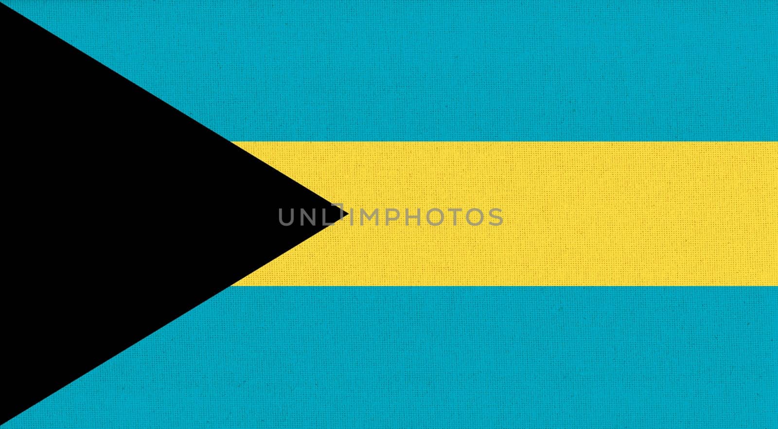 Flag of The Bahamas on fabric surface. Bahamas national flag on textured background. Bahamas state flag. Fabric Texture. Commonwealth of The Bahamas. Island country