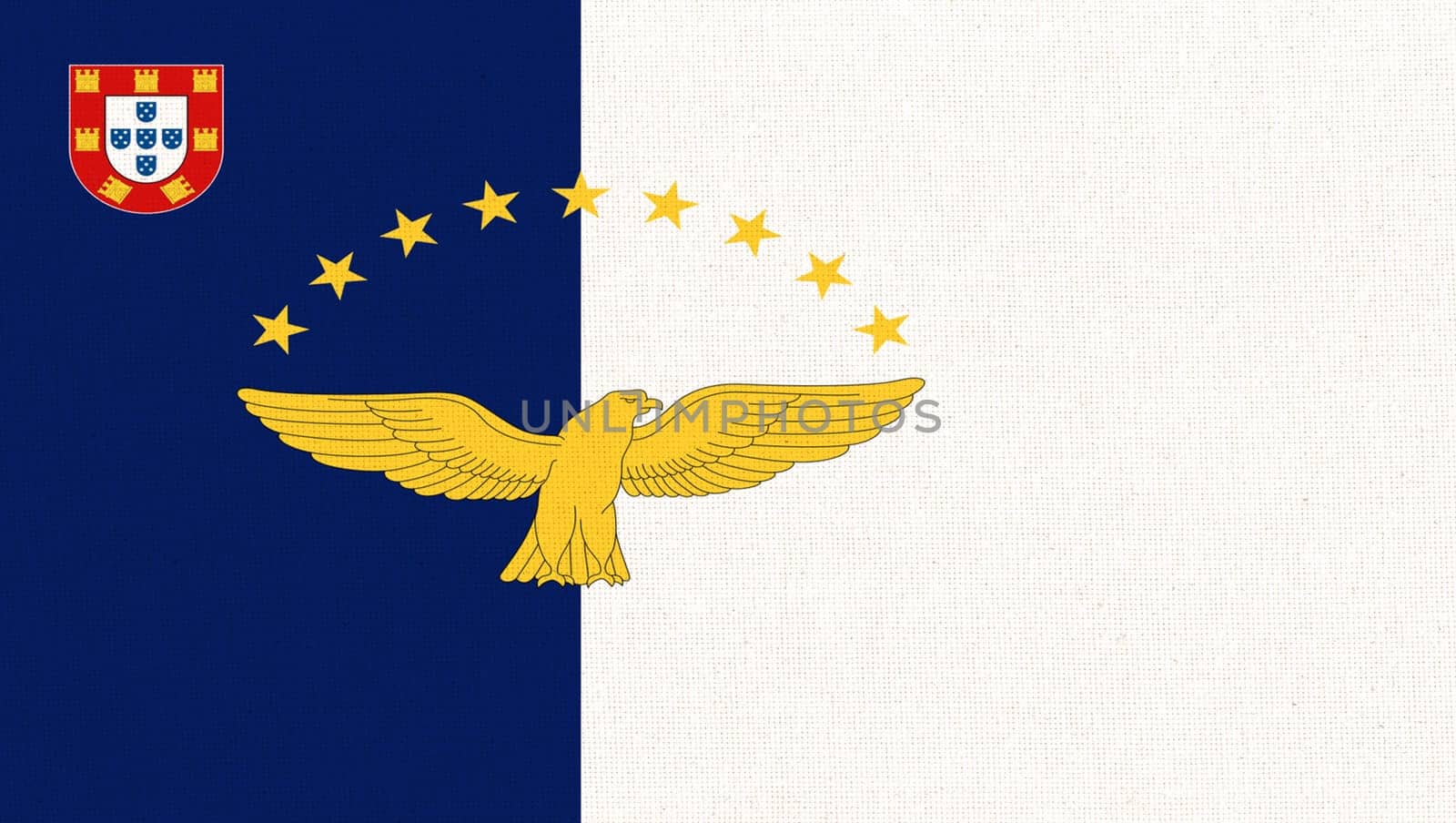 flag of Azores. Flag of Autonomous Region of the Azores. National Azores flag on fabric surface. Island country. national flag on textured background. Fabric texture. Illustration of national symbol