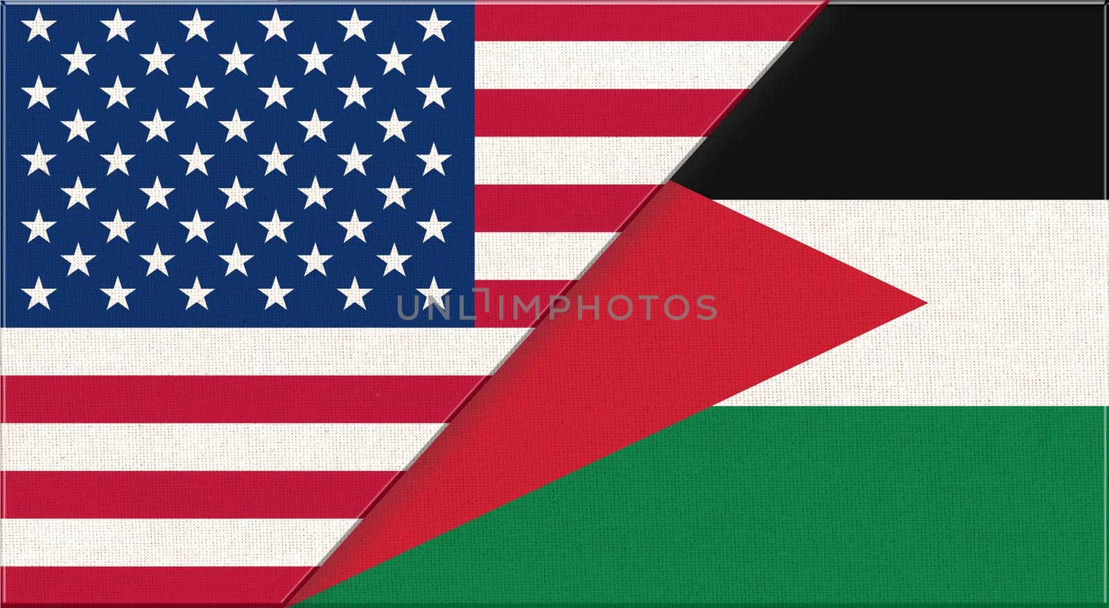 Flags of USA and Jordan. American and Jordanian national flags on fabric surface. Flag of USA and Jordan - 3D illustration. diplomatic relations two countries. American and Jordan relations