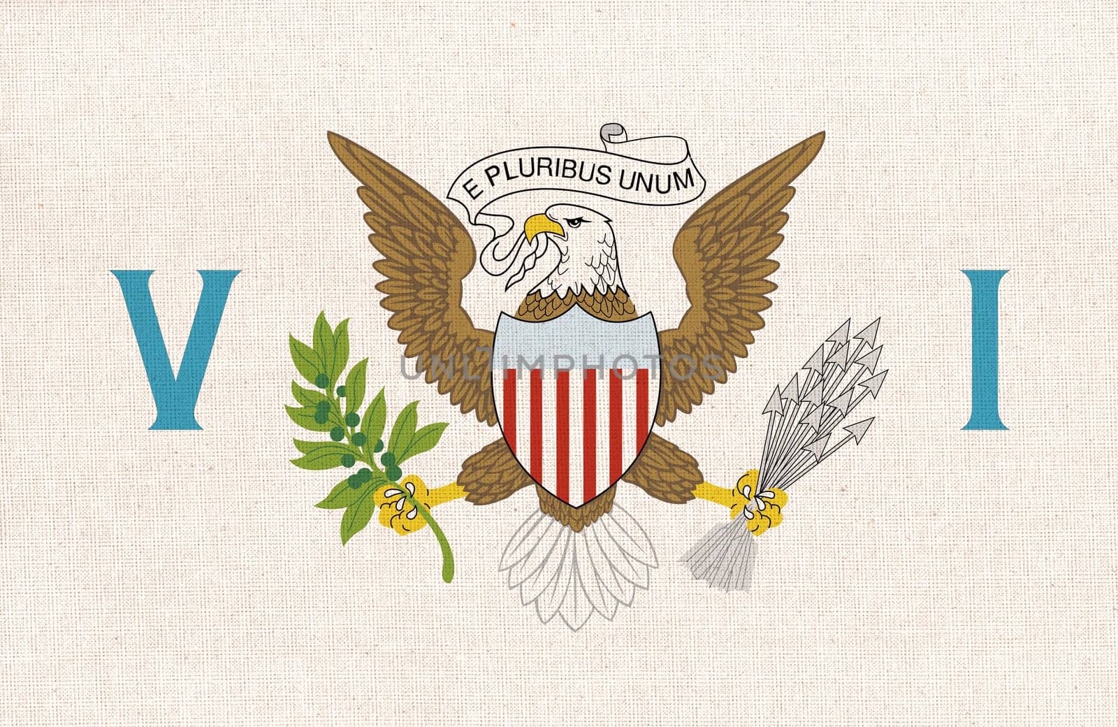 Flag of United States Virgin Islands. official symbol of United States Virgin Islands. flag of American territory in Carribean sea. Illustration of symbol of Virgin Islands of the United States