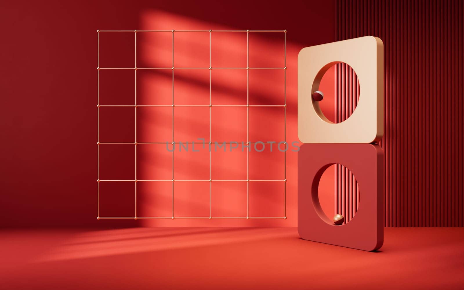 Abstract geometry interior background, 3d rendering.
