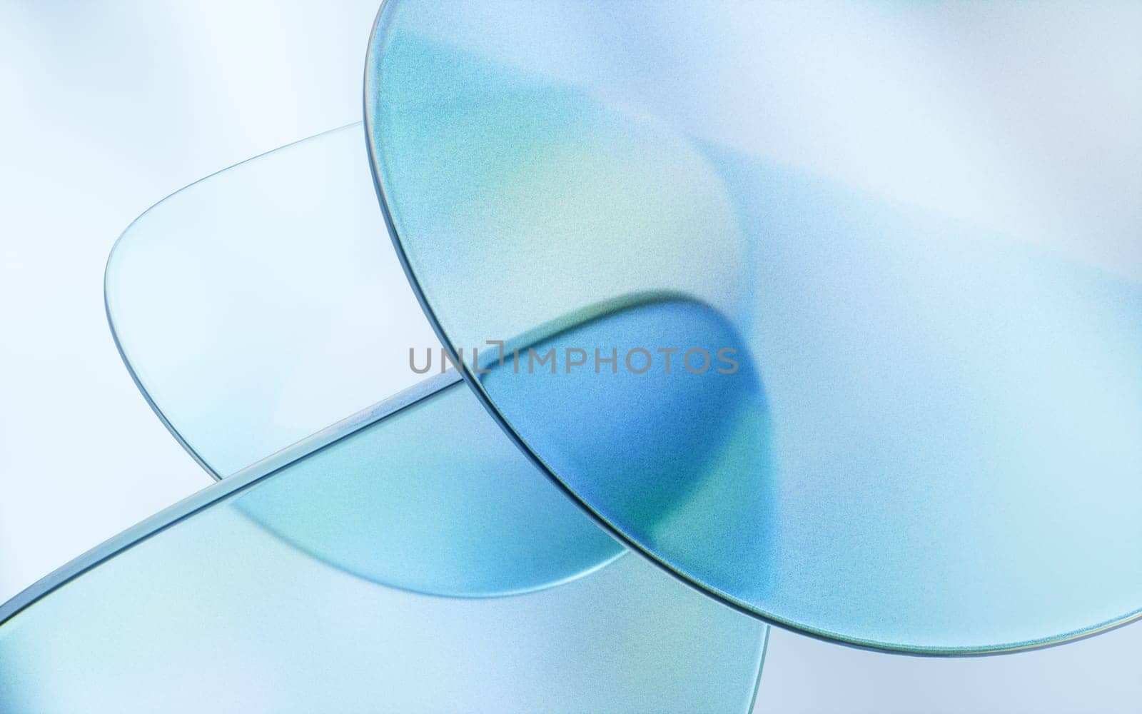 Curve glass with light illuminated, 3d rendering. Computer digital drawing.