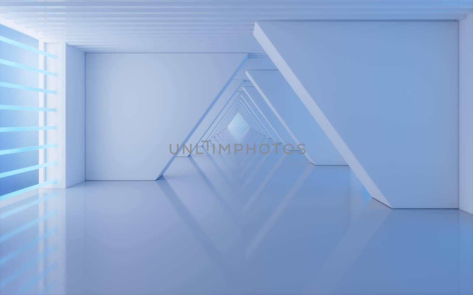 Empty white tunnel, 3d rendering. Computer digital drawing.