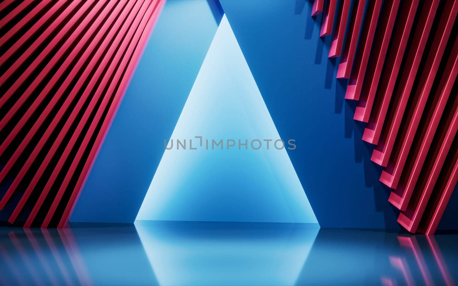 Empty room with geometric structure, 3d rendering. Computer digital drawing.