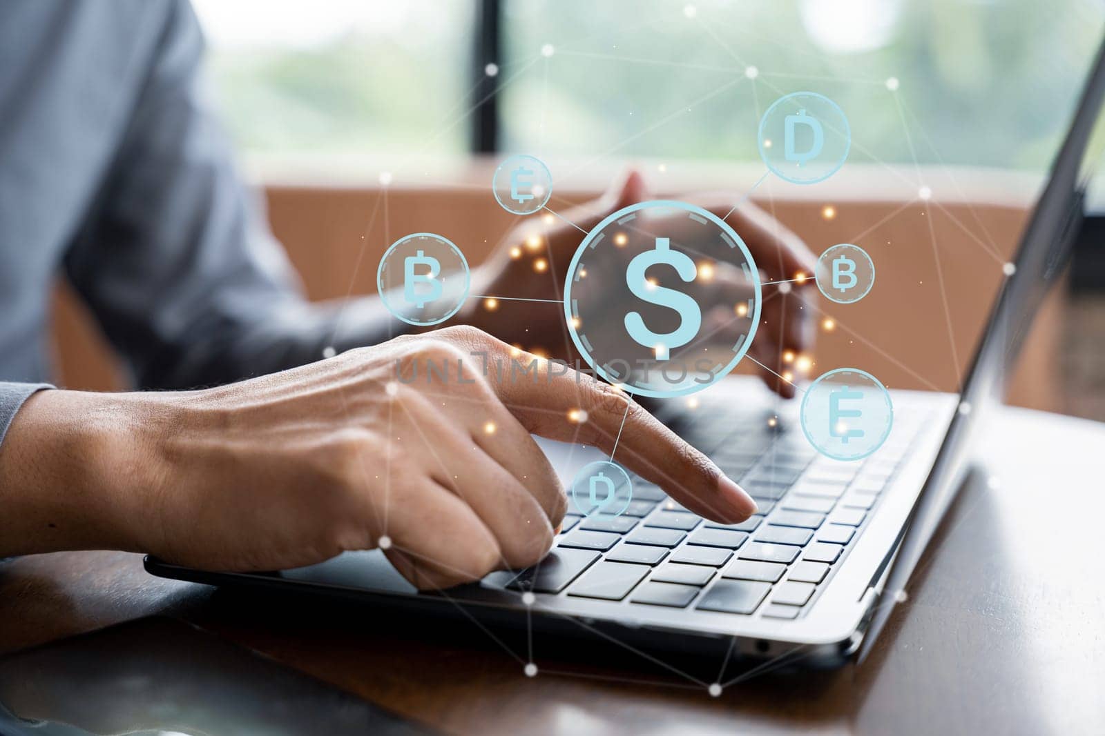 Online shopping made easy with digital wallet technology. Woman completes payment with credit card through laptop app. Banking and e-commerce made simple. Digital money transfer