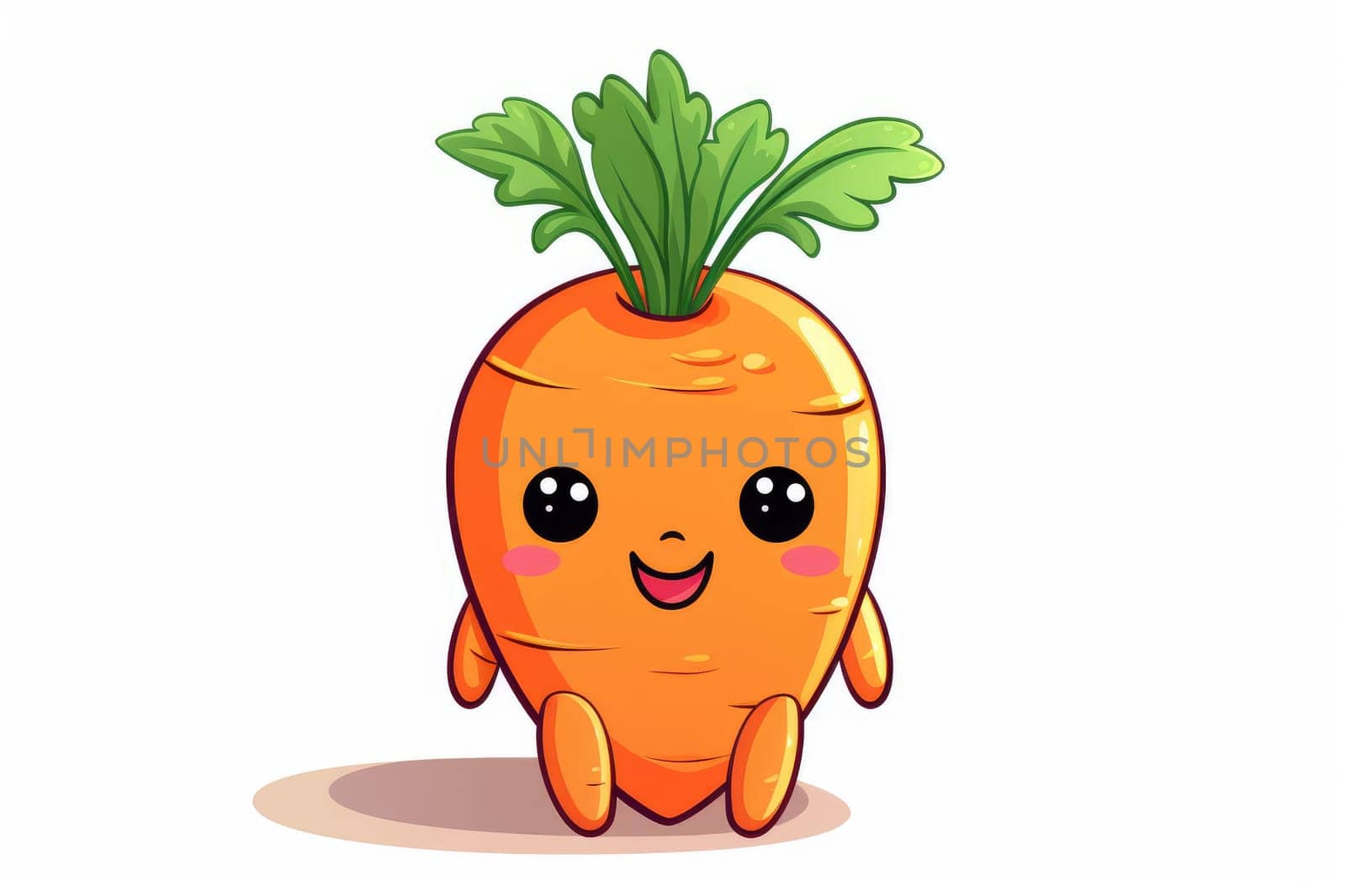 Cartoon carrot with happy faces on white background. Generative AI