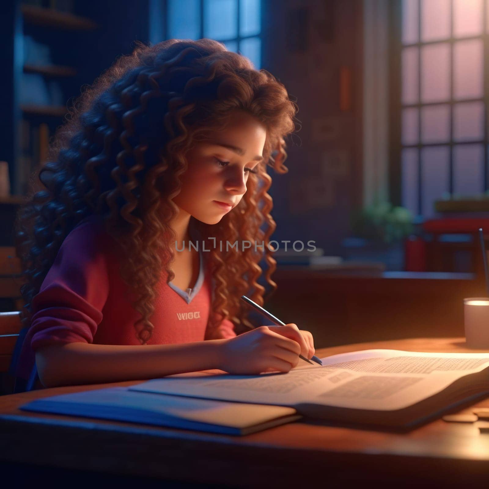 Girl with a book. Image created by AI