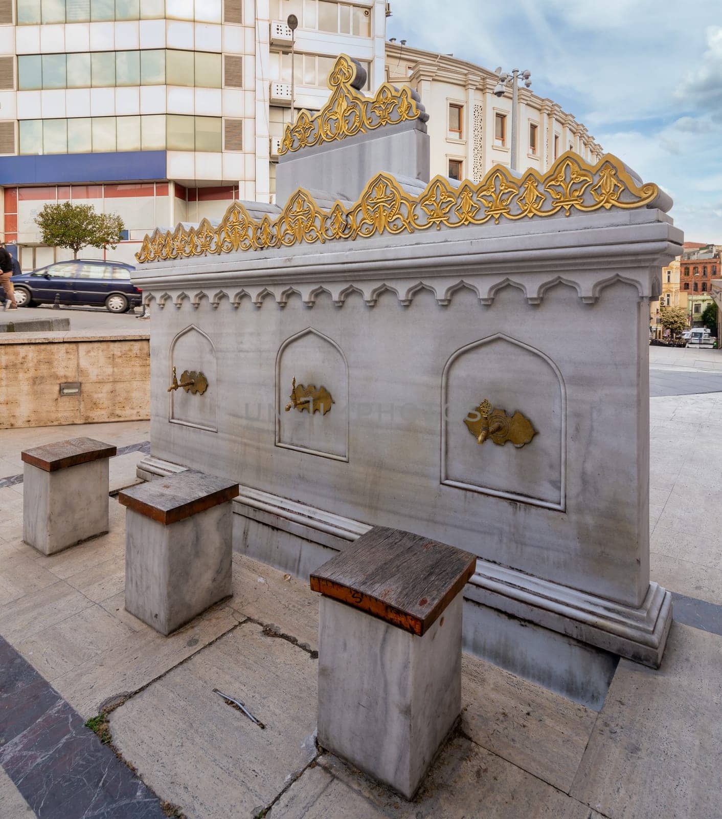 Ablution fountain, located outside Vilayet Mosque, Vilayet Cami, or Nalli Masjid, a 19th century small mosque built by Imam Ali Efendi, located at Ankara Street, Sirkeci neighborhood, Istanbul, Turkey