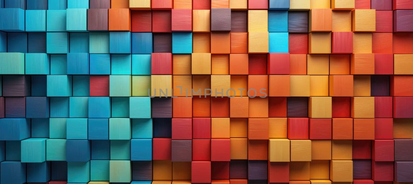 Abstract block stack wooden 3d cubes, colorful wood texture for backdrop. Generative AI
