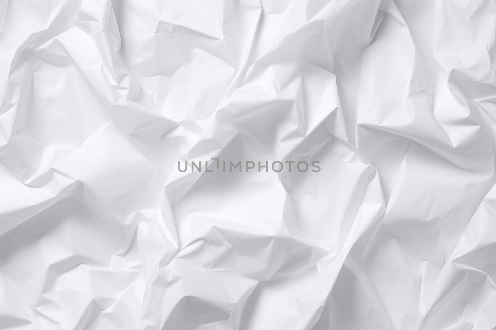 White bright crumpled paper texture background. Generative AI