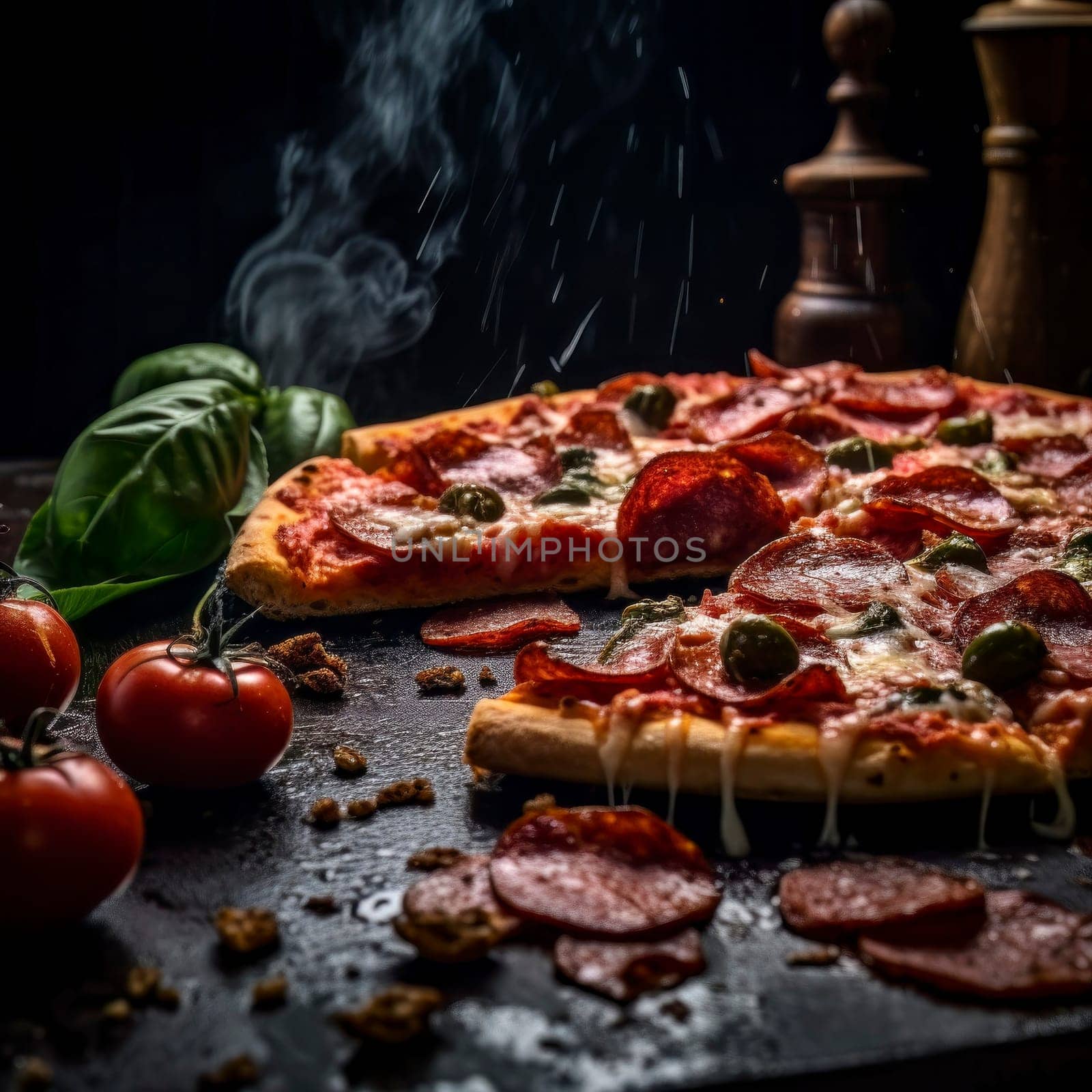 A tantalizing shot of a mouth-watering pizza, showcasing the melty cheese and array of toppings.
