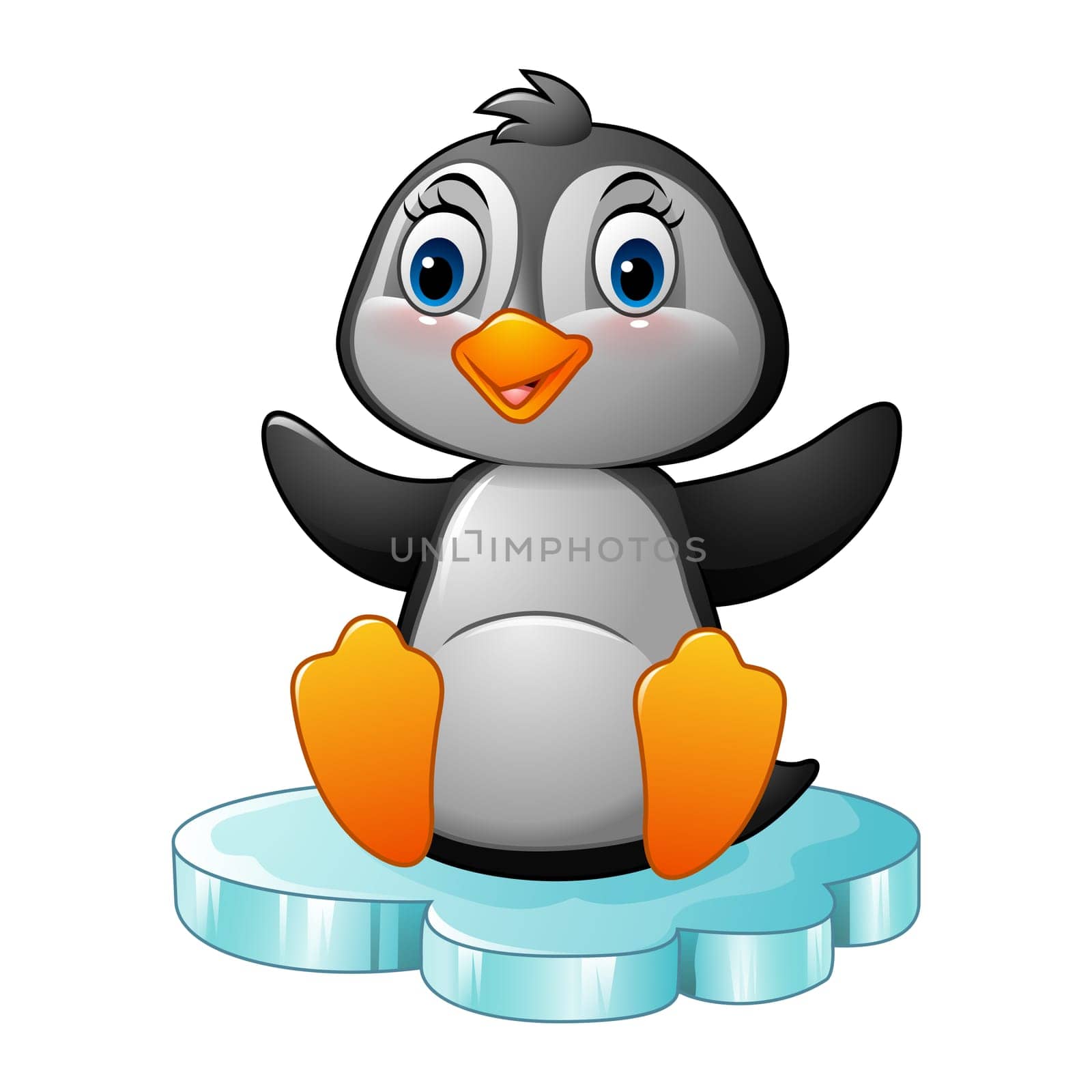 Cartoon penguin standing on floe