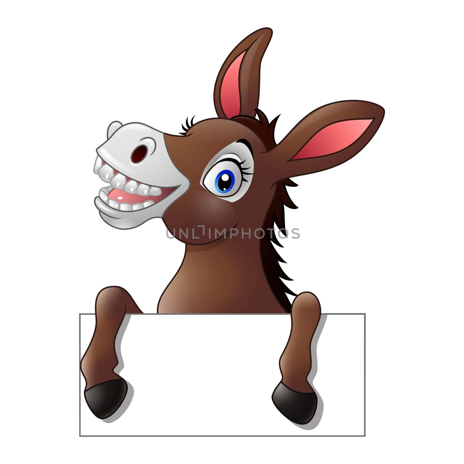 Cartoon donkey holding blank sign