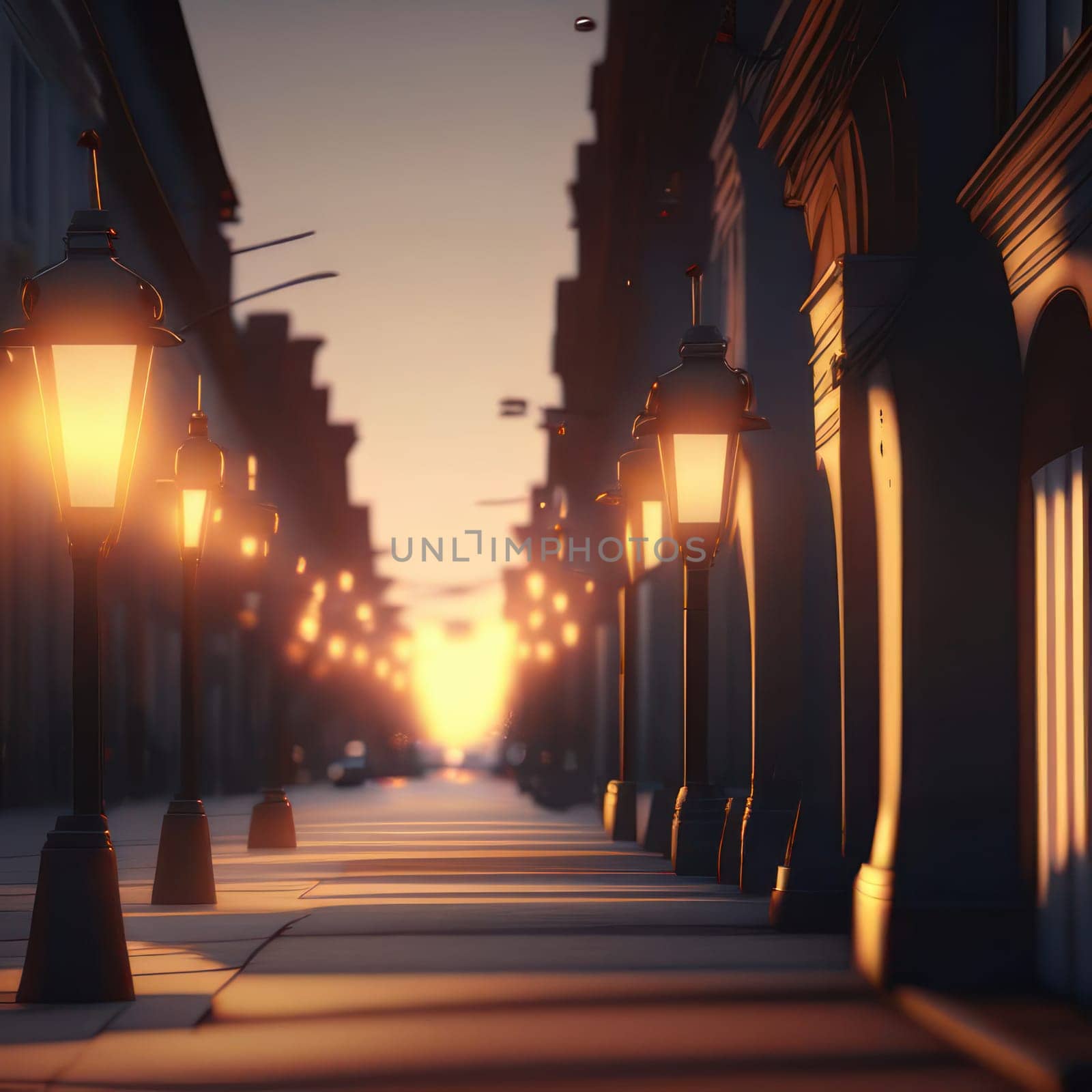 Lanterns on the street. Image created by AI