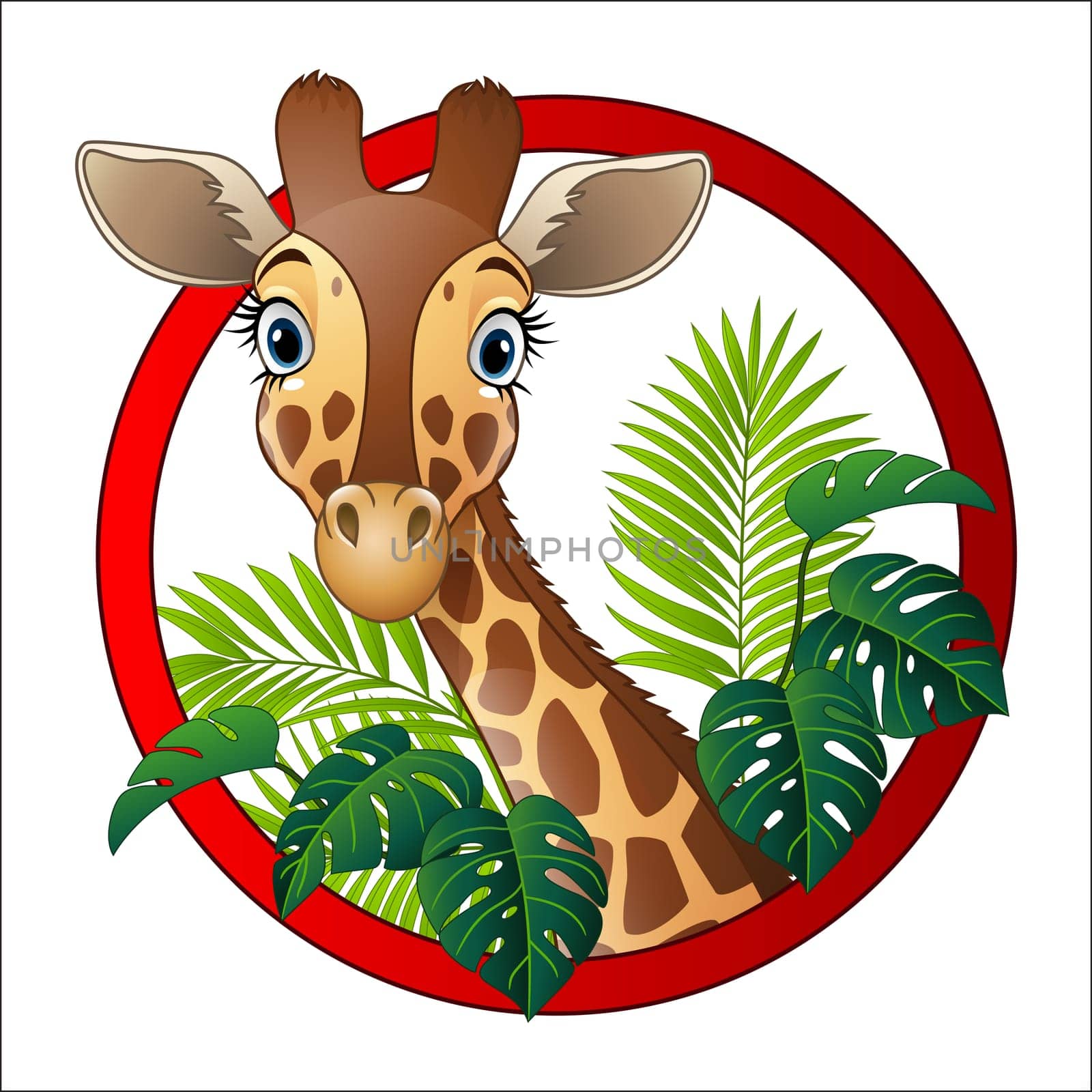 Illustration of cartoon giraffe mascot
