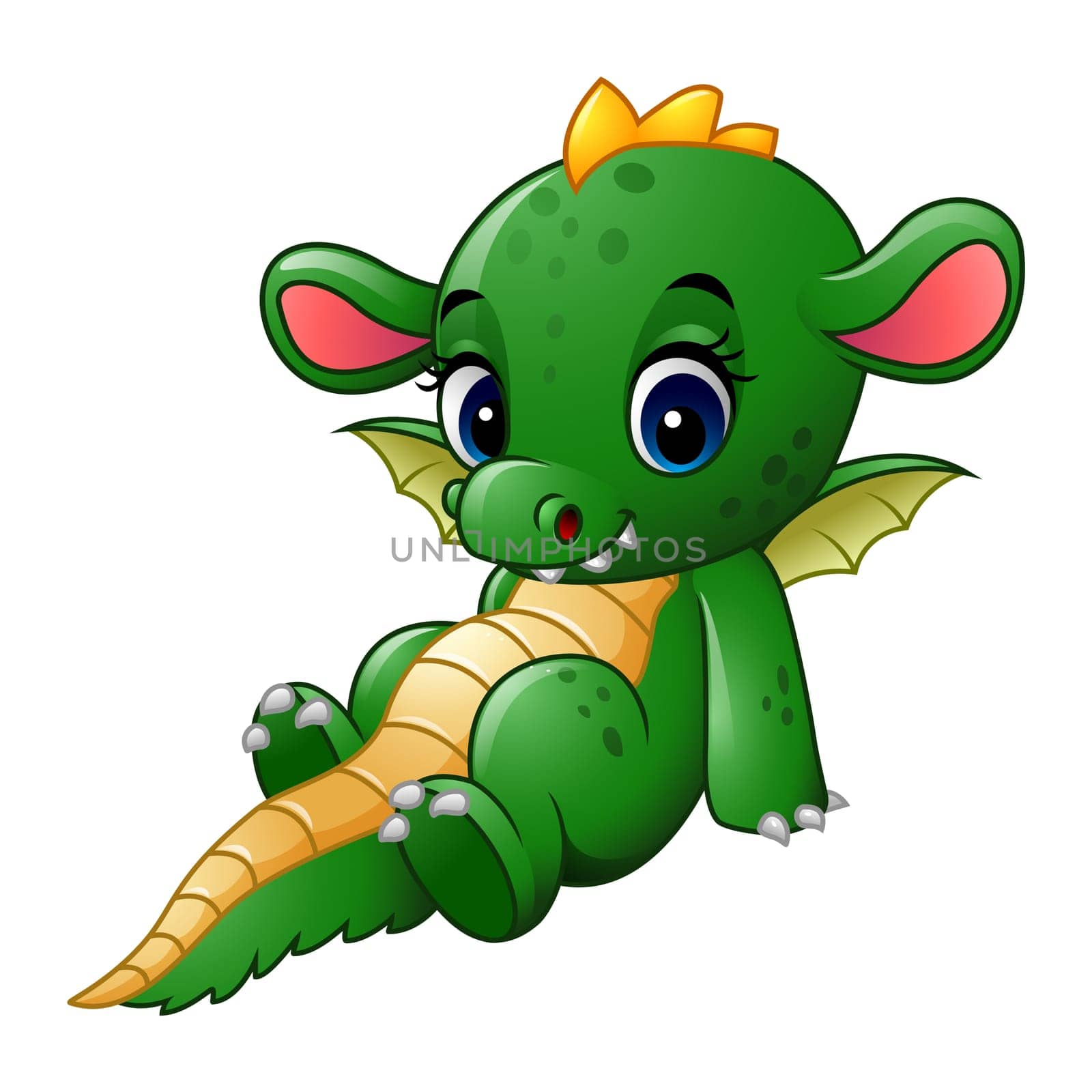 Cartoon baby dragon sitting
