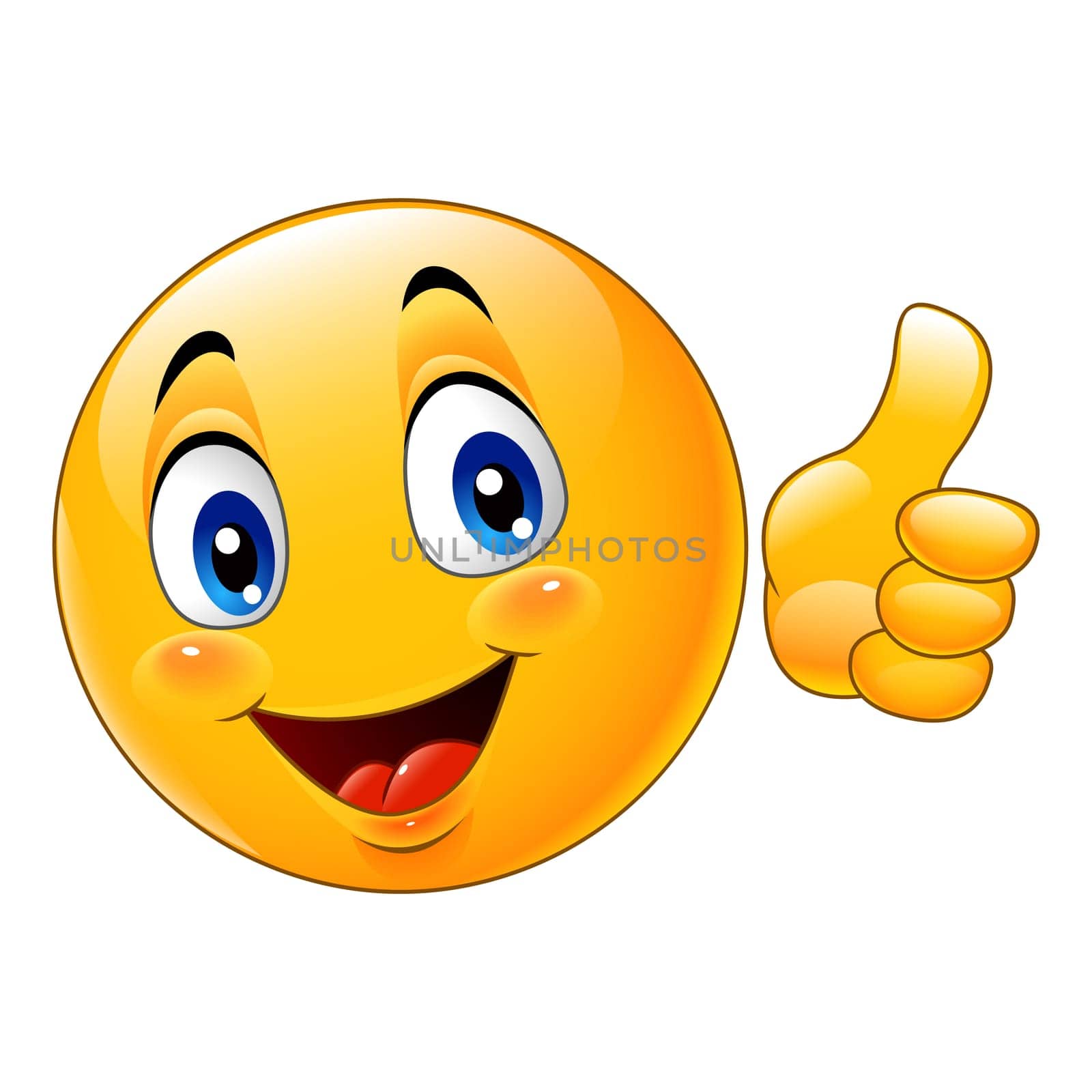 Cartoon emoticon giving thumb up