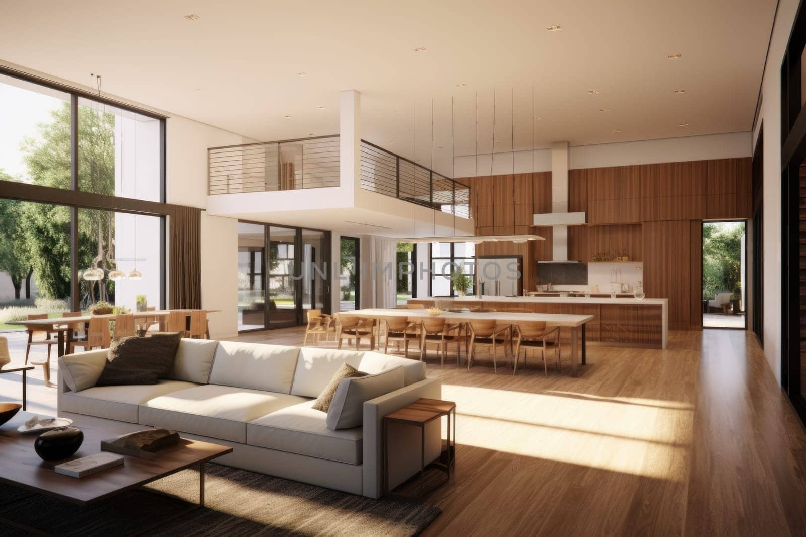 A living room filled with furniture and a large window