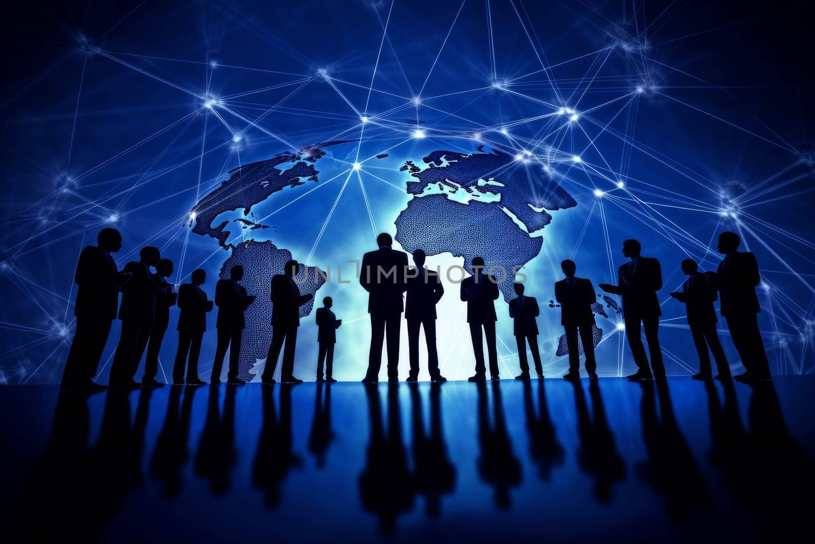Group of people studying a world map together