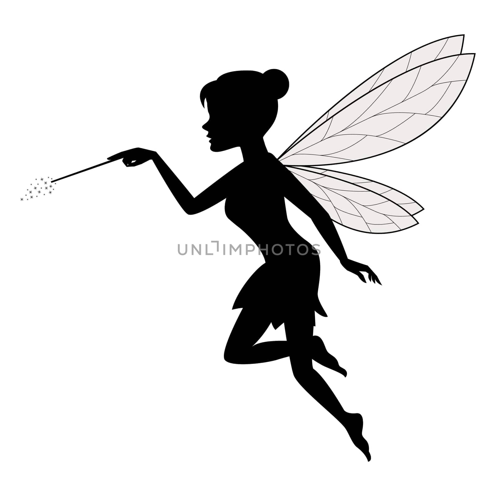 Cute silhouette fairy flying