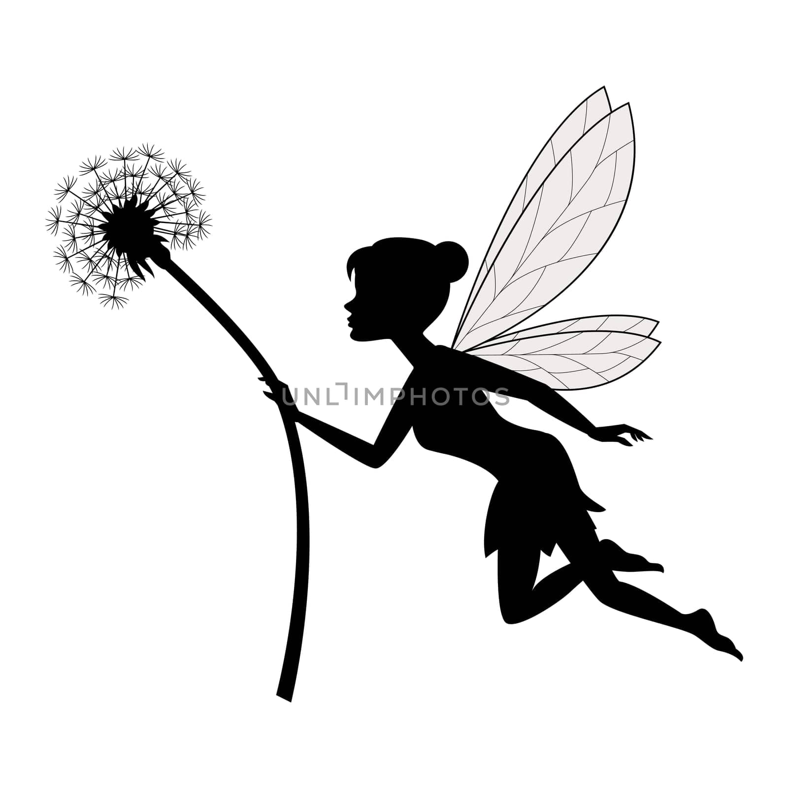 Cute silhouette fairy flying