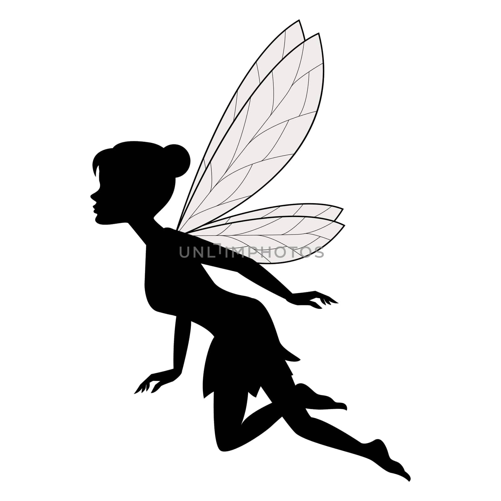 Cute silhouette fairy flying