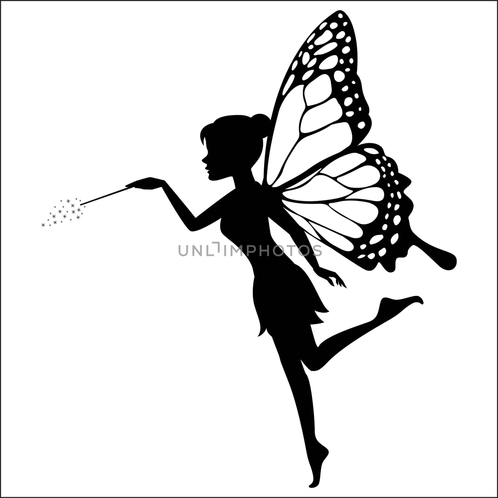 Cute silhouette fairy flying