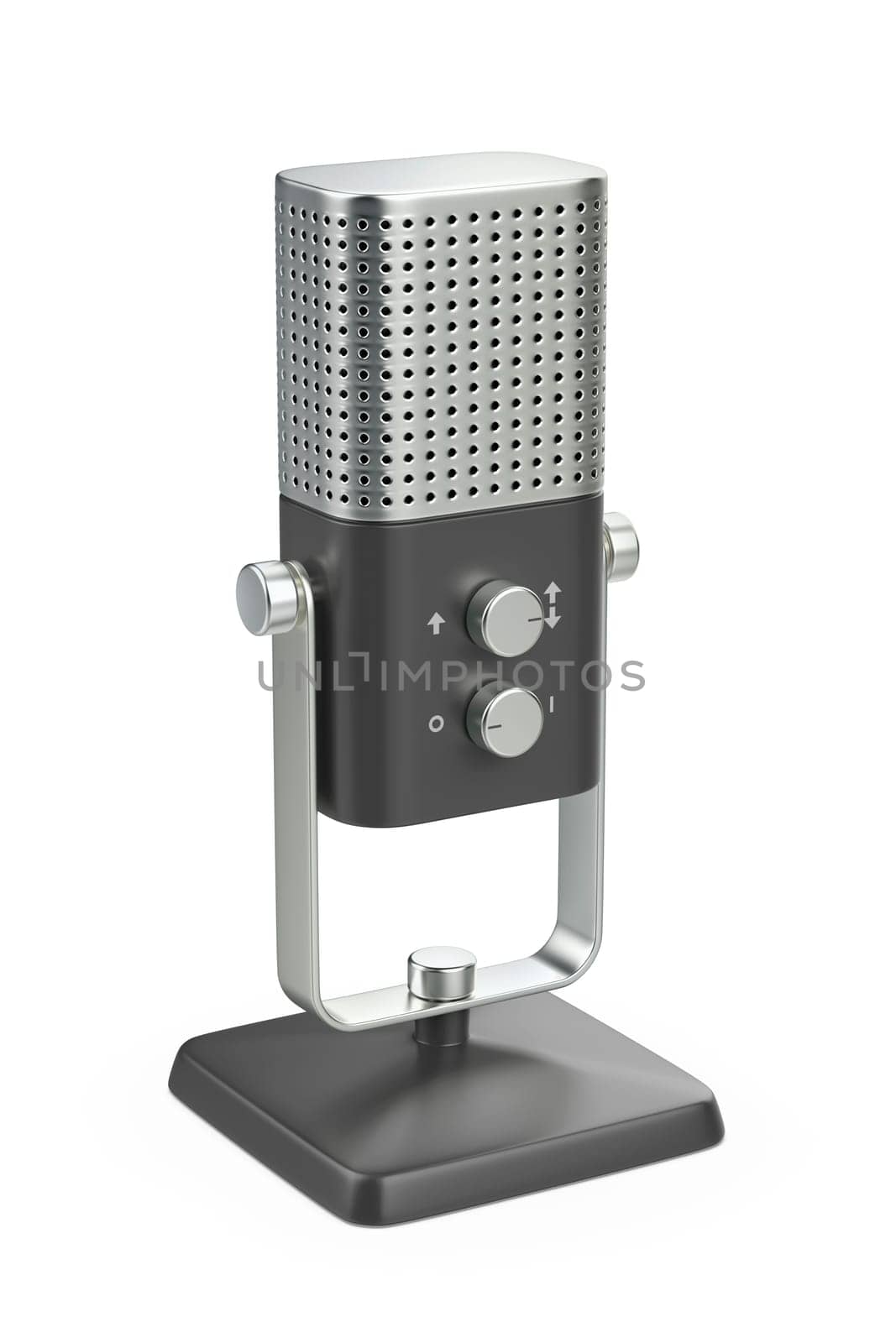Modern studio microphone on white background
