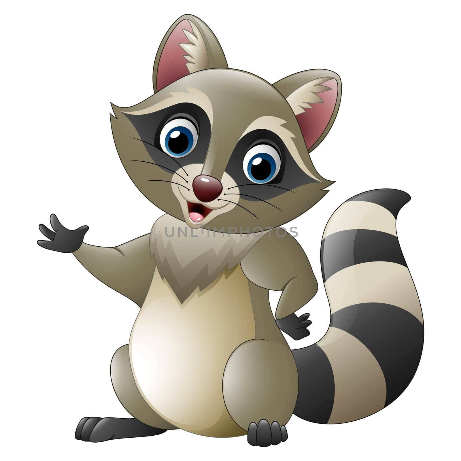 Cartoon funny raccoon sitting