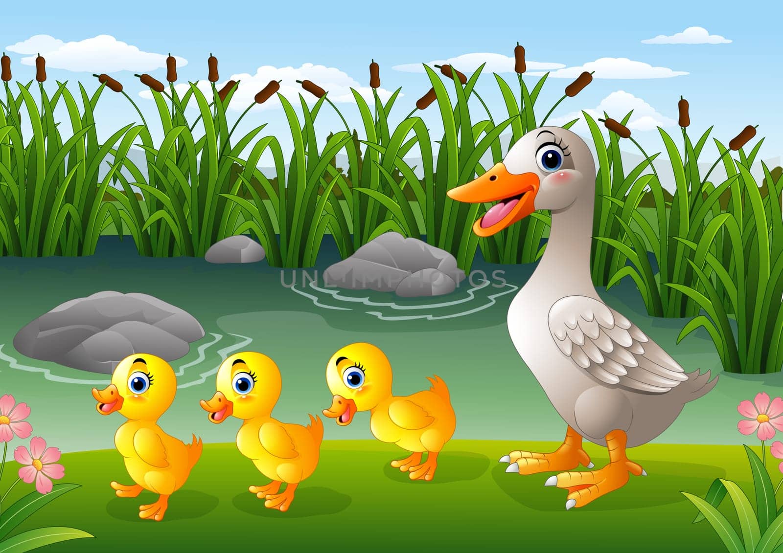 Cartoon duck family