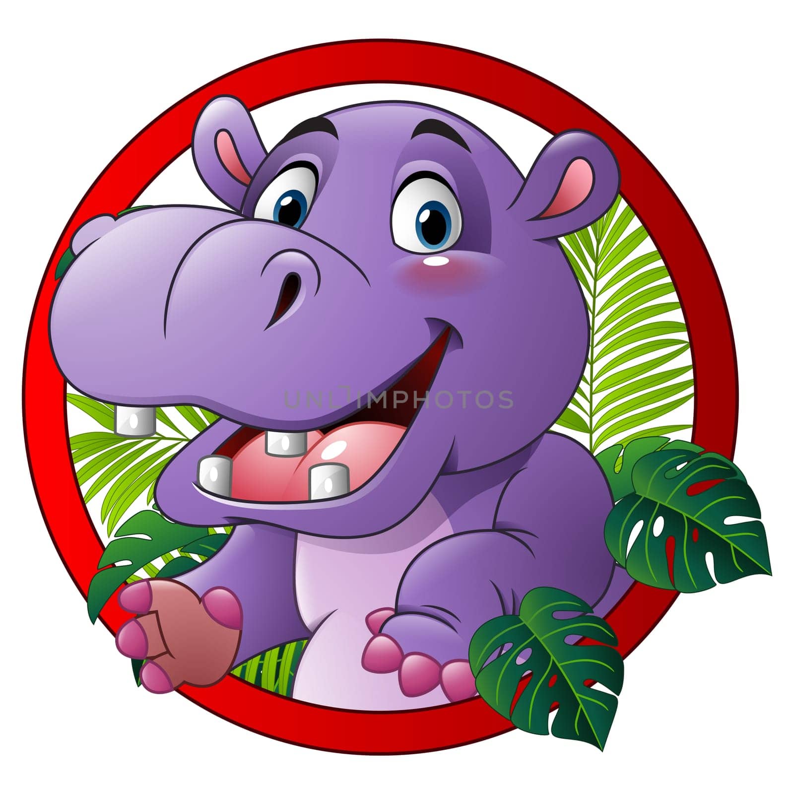 Cartoon funny hippo mascot
